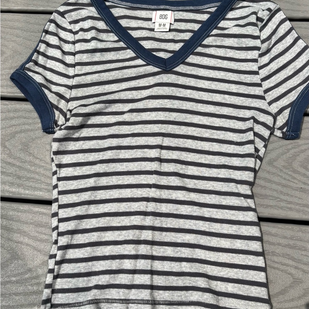 BDG Navy and Gray Striped Kids Tee